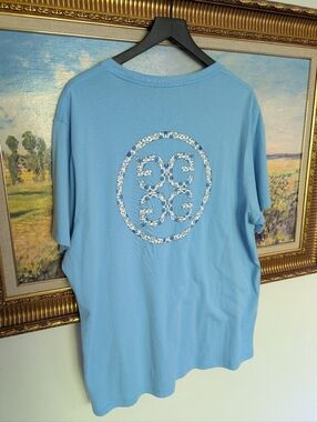 G/FORE Light Blue Short-Sleeve Skull Patch Tee